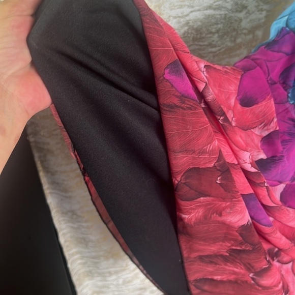 Janette John 3:16 Womenโs Peacock Feather Print Chiffon Maxi Dress Size S - Picture 6 of 13